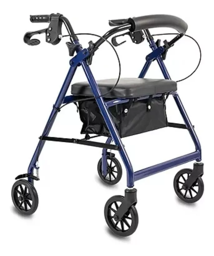 Andador con ruedas freno y asiento